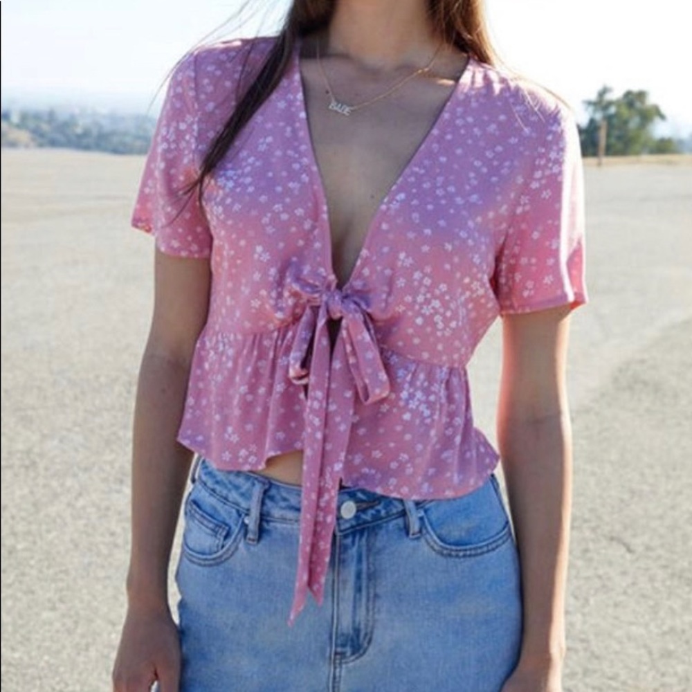 Lottie Moss Pink Floral Tie Top